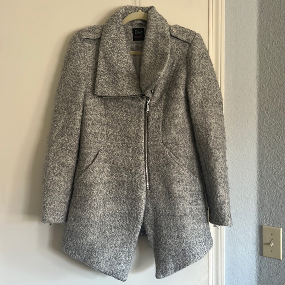 Grey wool outerwear jacket